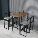 Casa si Gradina - Mobilier - Seturi de mobilier - Seturi mese si scaune - Set masa de bar si taburete, Atelier Del Sofa, melamina si metal, gri, nuc, negru, masa 90x45x92 cm, taburete 35x35x80 cm - Infinity.ro