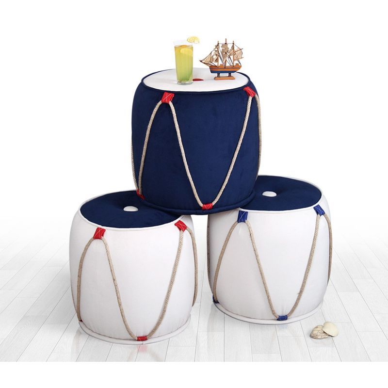 Casa si Gradina - Mobilier - Scaune si fotolii - Tabureti - Taburet, Atelier Del Sofa, bumbac si catifea, albastru si alb, 45x45x47 cm - Infinity.ro