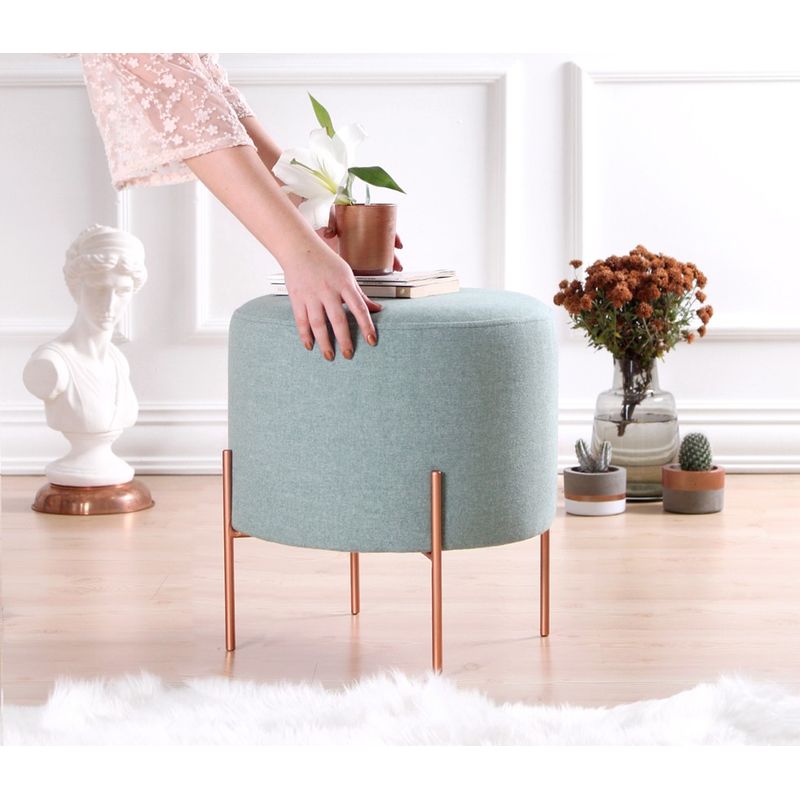 Casa si Gradina - Mobilier - Scaune si fotolii - Tabureti - Taburet, Atelier Del Sofa, bumbac si in, verde marin, 42x40 cm - Infinity.ro