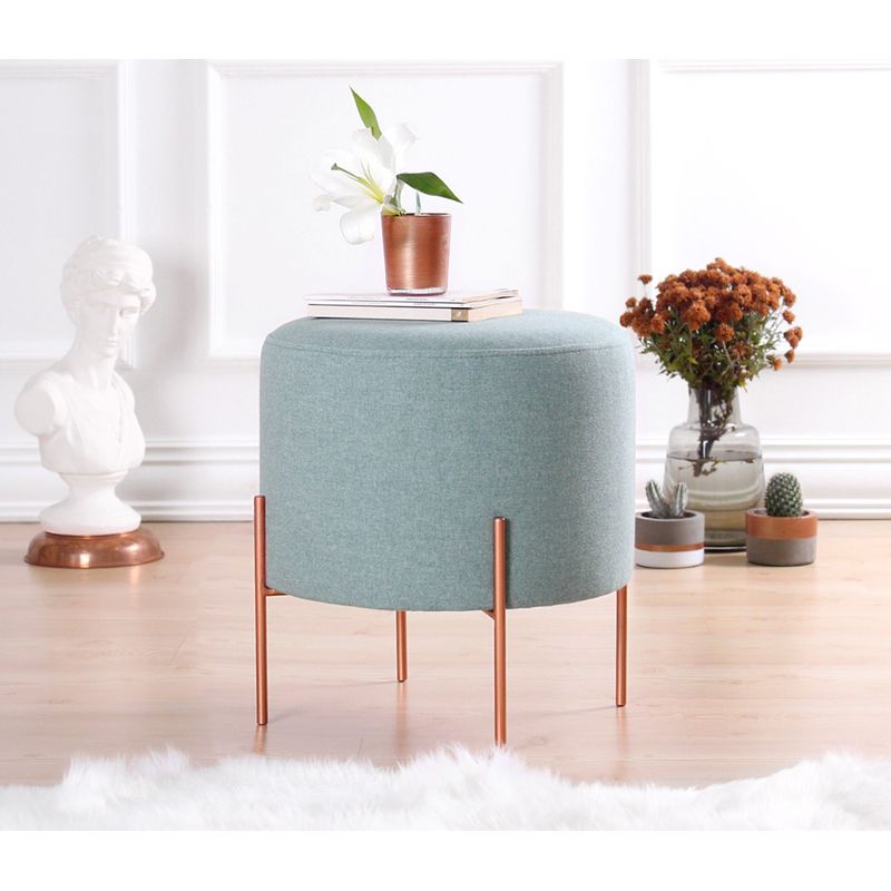 Casa si Gradina - Mobilier - Scaune si fotolii - Tabureti - Taburet, Atelier Del Sofa, bumbac si in, verde marin, 42x40 cm - Infinity.ro