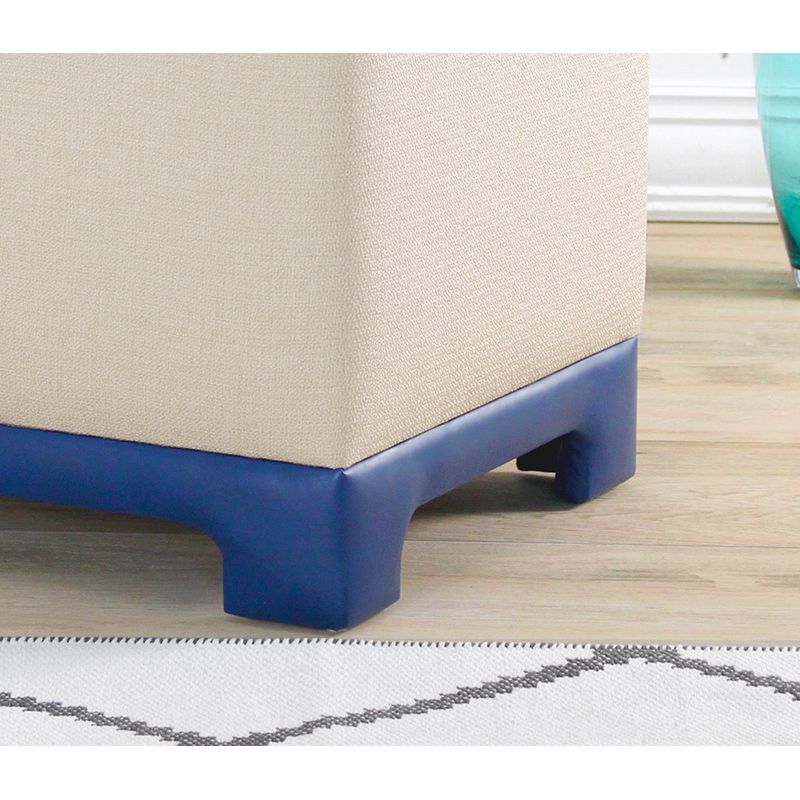 Casa si Gradina - Mobilier - Scaune si fotolii - Tabureti - Taburet, Atelier Del Sofa, bumbac si in, crem si albastru, 50x50x47 cm - Infinity.ro