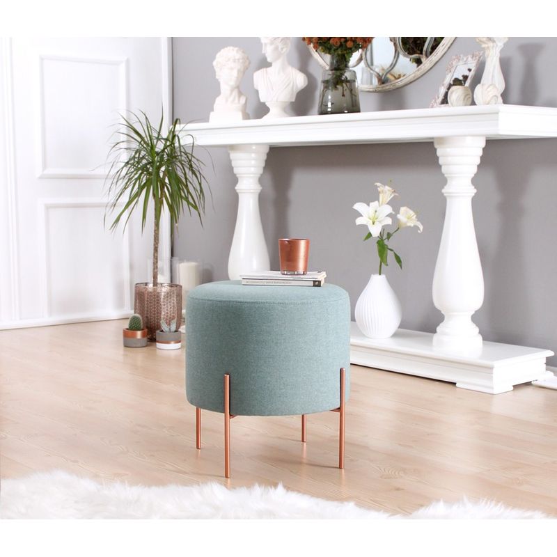 Casa si Gradina - Mobilier - Scaune si fotolii - Tabureti - Taburet, Atelier Del Sofa, bumbac si in, verde marin, 42x40 cm - Infinity.ro