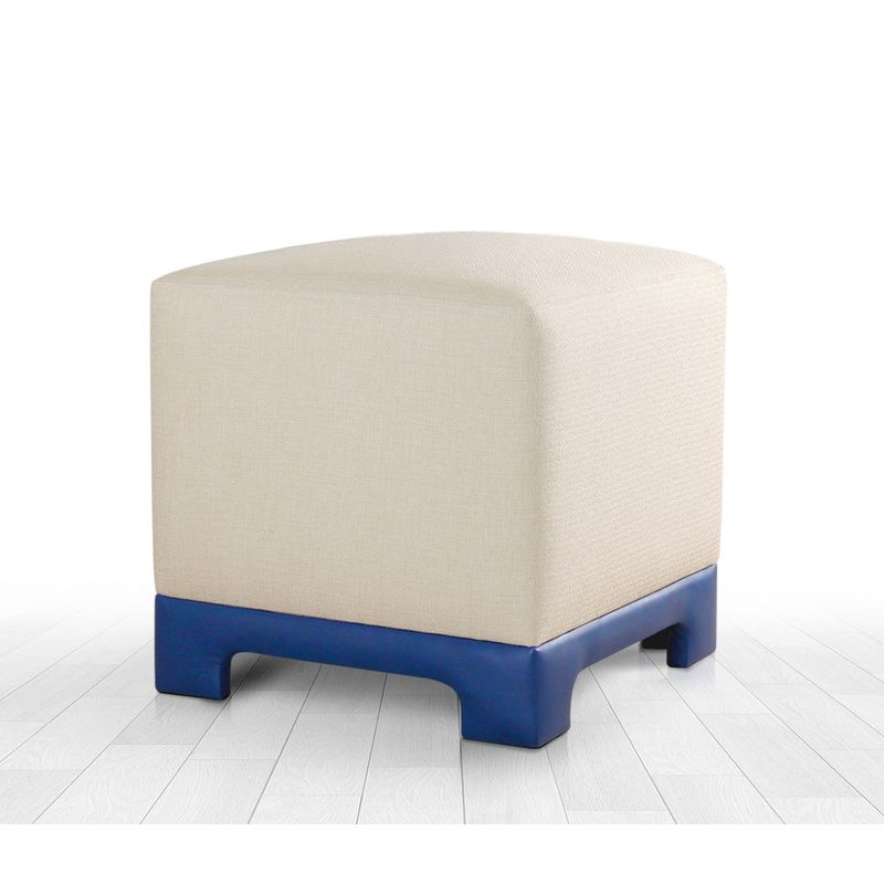 Casa si Gradina - Mobilier - Scaune si fotolii - Tabureti - Taburet, Atelier Del Sofa, bumbac si in, crem si albastru, 50x50x47 cm - Infinity.ro