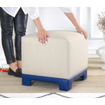 Casa si Gradina - Mobilier - Scaune si fotolii - Tabureti - Taburet, Atelier Del Sofa, bumbac si in, crem si albastru, 50x50x47 cm - Infinity.ro