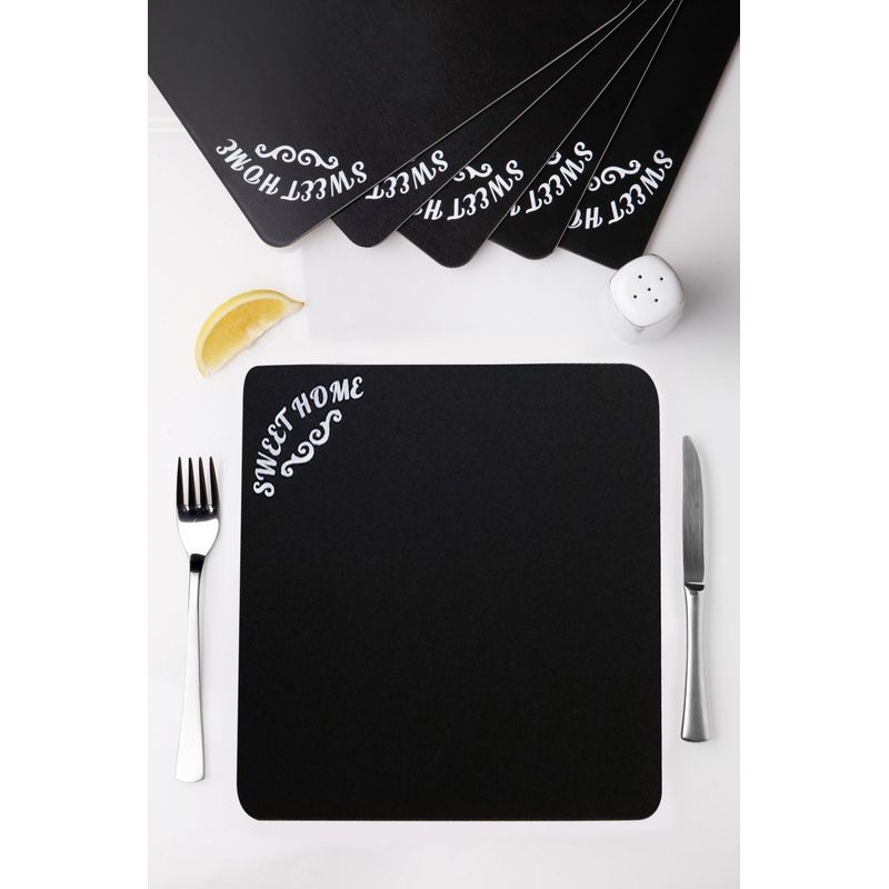 Casa si Gradina - Textile si covoare - Textile bucatarie - Fete de masa - Set suporturi de masa, Hermia, mdf si lemn, negru, 27x25 cm, 6 bucati - Infinity.ro