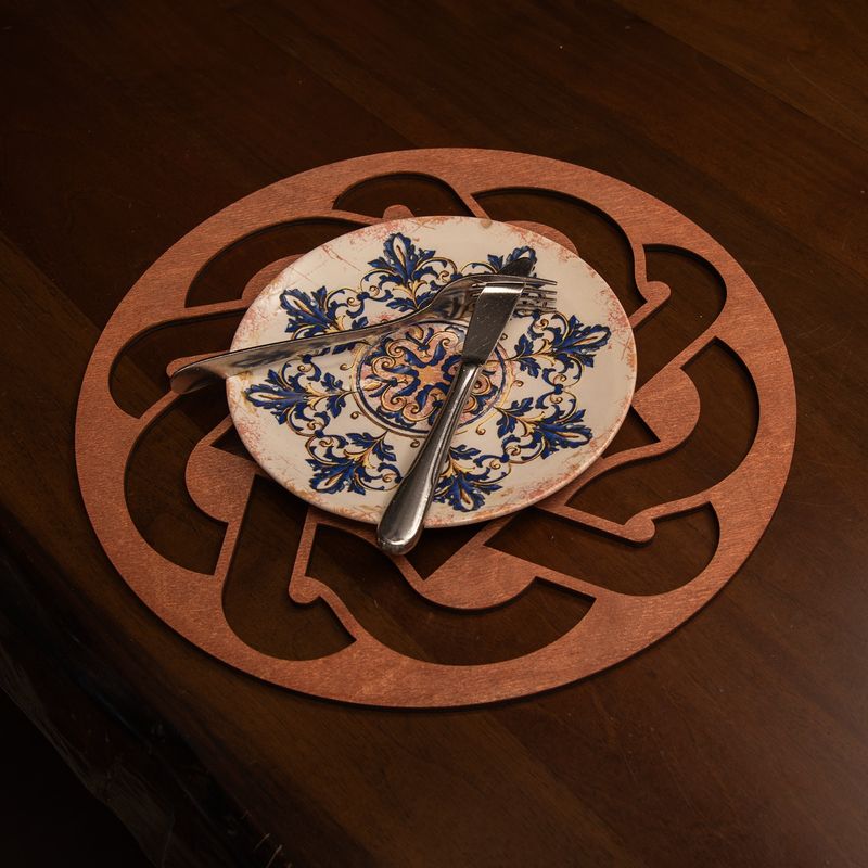 Casa si Gradina - Bucatarie si vesela - Organizare si depozitare bucatarie - Suporturi tacamuri si vase - Set suporturi de masa, Hermia, lemn, roz, 36x36 cm, 6 piese, 790PYN1152 - Infinity.ro