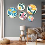 Casa si Gradina - Decoratiuni - Tablouri - Set tablouri decorative, Wallxpert, lemn masiv, multicolor, 5 piese, 43.5x43.5 cm, 693BSE6102 - Infinity.ro