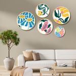 Casa si Gradina - Decoratiuni - Tablouri - Set tablouri decorative, Wallxpert, lemn masiv, multicolor, 5 piese, 43.5x43.5 cm, 693BSE6102 - Infinity.ro