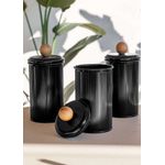 Casa si Gradina - Bucatarie si vesela - Organizare si depozitare bucatarie - Borcane si capace - Set cutii depozitare, Hermia, metal galvanizat, negru, 10x10x22 cm, 3 piese - Infinity.ro