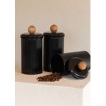 Casa si Gradina - Bucatarie si vesela - Organizare si depozitare bucatarie - Borcane si capace - Set cutii depozitare, Hermia, metal galvanizat, negru, 10x10x22 cm, 3 piese - Infinity.ro