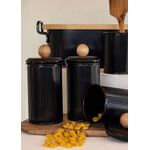 Casa si Gradina - Bucatarie si vesela - Organizare si depozitare bucatarie - Borcane si capace - Set cutii depozitare, Hermia, metal galvanizat, negru, 10x10x22 cm, 3 piese - Infinity.ro