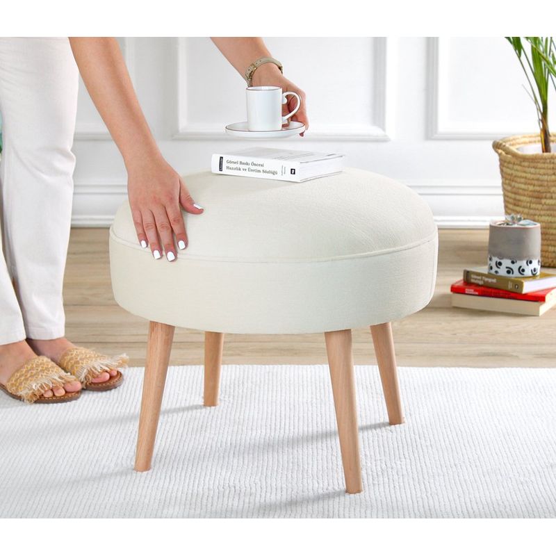 Casa si Gradina - Mobilier - Scaune si fotolii - Tabureti - Taburet, Atelier Del Sofa, lemn de fag, crem, 52x44 cm - Infinity.ro
