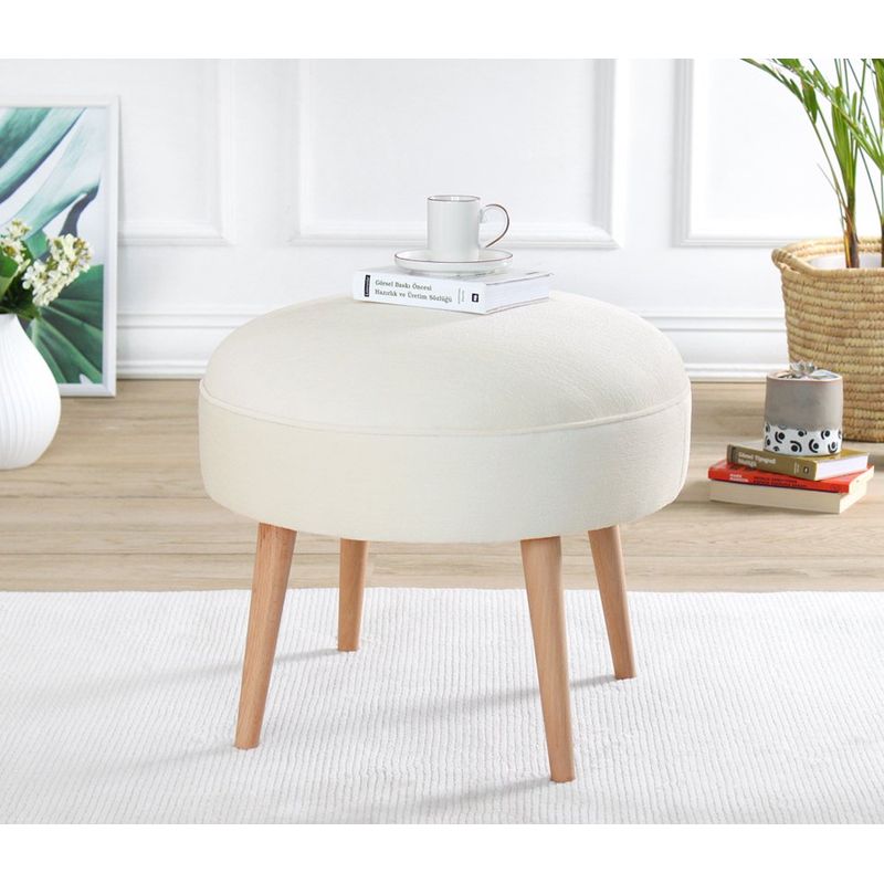Casa si Gradina - Mobilier - Scaune si fotolii - Tabureti - Taburet, Atelier Del Sofa, lemn de fag, crem, 52x44 cm - Infinity.ro