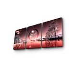 Casa si Gradina - Decoratiuni - Ceasuri - Ceas decorativ de perete, Wallxpert, panza piele intoarsa, multicolor, 90x38 cm, set 3 piese - Infinity.ro