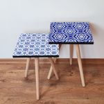 Casa si Gradina - Mobilier - Mese si birouri - Masute de cafea - Set masute de cafea, Hanah Home, mdf, albastru marin si alb, 35x47x35 cm, 35x42x35 cm, 481LNA2296 - Infinity.ro