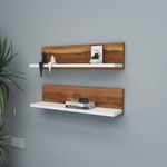 Casa si Gradina - Mobilier - Biblioteci si rafturi - Rafturi - Raft de perete, Hanah Home, pal melaminat, nuc si alb, 60x15x13 cm, set 2 bucati - Infinity.ro