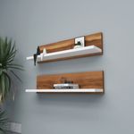 Casa si Gradina - Mobilier - Biblioteci si rafturi - Rafturi - Raft de perete, Hanah Home, pal melaminat, nuc si alb, 60x15x13 cm, set 2 bucati - Infinity.ro