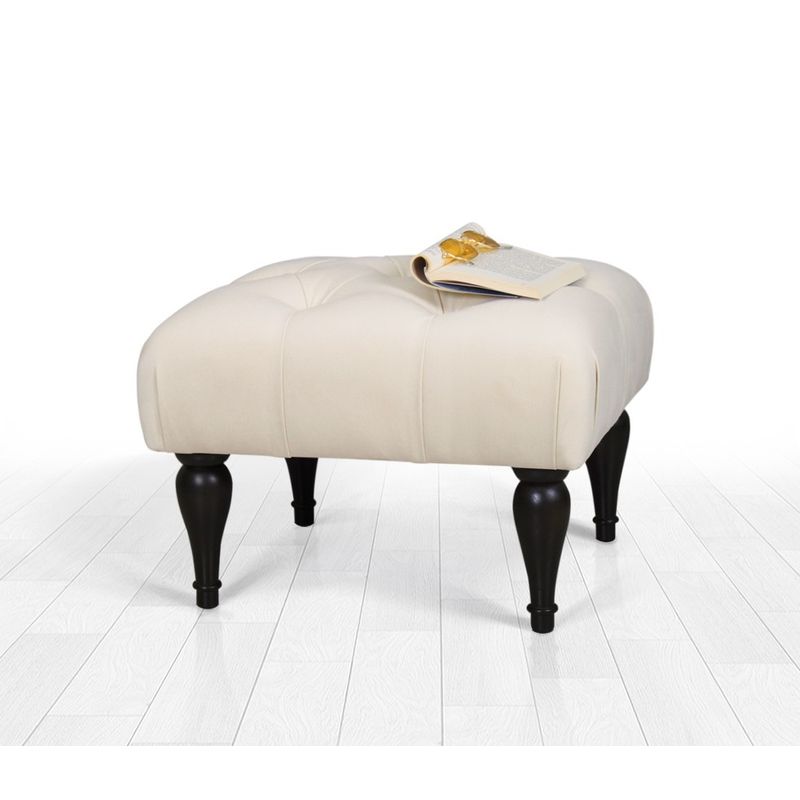 Casa si Gradina - Mobilier - Scaune si fotolii - Tabureti - Taburet, Atelier Del Sofa, catifea si bumbac, crem, 51x46x36 cm - Infinity.ro