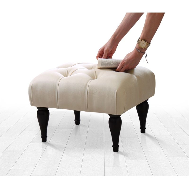 Casa si Gradina - Mobilier - Scaune si fotolii - Tabureti - Taburet, Atelier Del Sofa, catifea si bumbac, crem, 51x46x36 cm - Infinity.ro