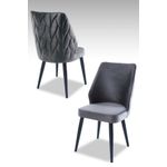 Casa si Gradina - Mobilier - Scaune si fotolii - Scaune - Set scaune, Hanah Home, material textil, gri, negru, picioare metalice, 48x43x90 cm, 2 bucati - Infinity.ro