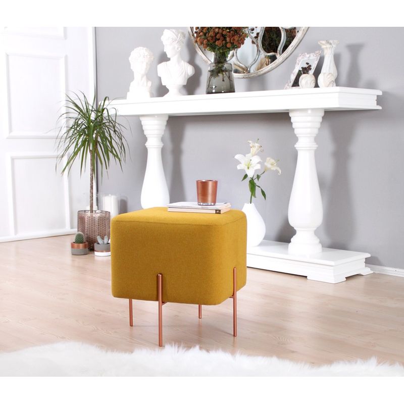 Casa si Gradina - Mobilier - Scaune si fotolii - Tabureti - Taburet, Atelier Del Sofa, bumbac si in, mustar, 40x40x42 cm - Infinity.ro