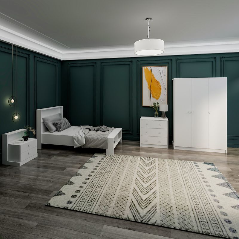 Casa si Gradina - Mobilier - Seturi de mobilier - Seturi dormitor - Set dormitor tineret, Hanah Home, pal melaminat, alb - Infinity.ro