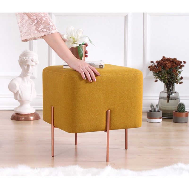 Casa si Gradina - Mobilier - Scaune si fotolii - Tabureti - Taburet, Atelier Del Sofa, bumbac si in, mustar, 40x40x42 cm - Infinity.ro