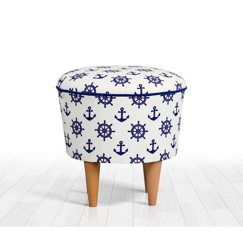 Casa si Gradina - Mobilier - Scaune si fotolii - Tabureti - Taburet, Atelier Del Sofa, microfibra, albastru alb, 42x42x42 cm - Infinity.ro