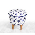 Casa si Gradina - Mobilier - Scaune si fotolii - Tabureti - Taburet, Atelier Del Sofa, microfibra, albastru alb, 42x42x42 cm - Infinity.ro