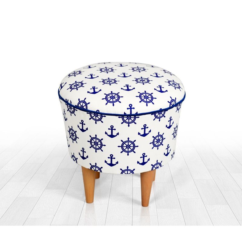 Casa si Gradina - Mobilier - Scaune si fotolii - Tabureti - Taburet, Atelier Del Sofa, microfibra, albastru alb, 42x42x42 cm - Infinity.ro