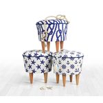 Casa si Gradina - Mobilier - Scaune si fotolii - Tabureti - Taburet, Atelier Del Sofa, microfibra, albastru alb, 42x42x42 cm - Infinity.ro