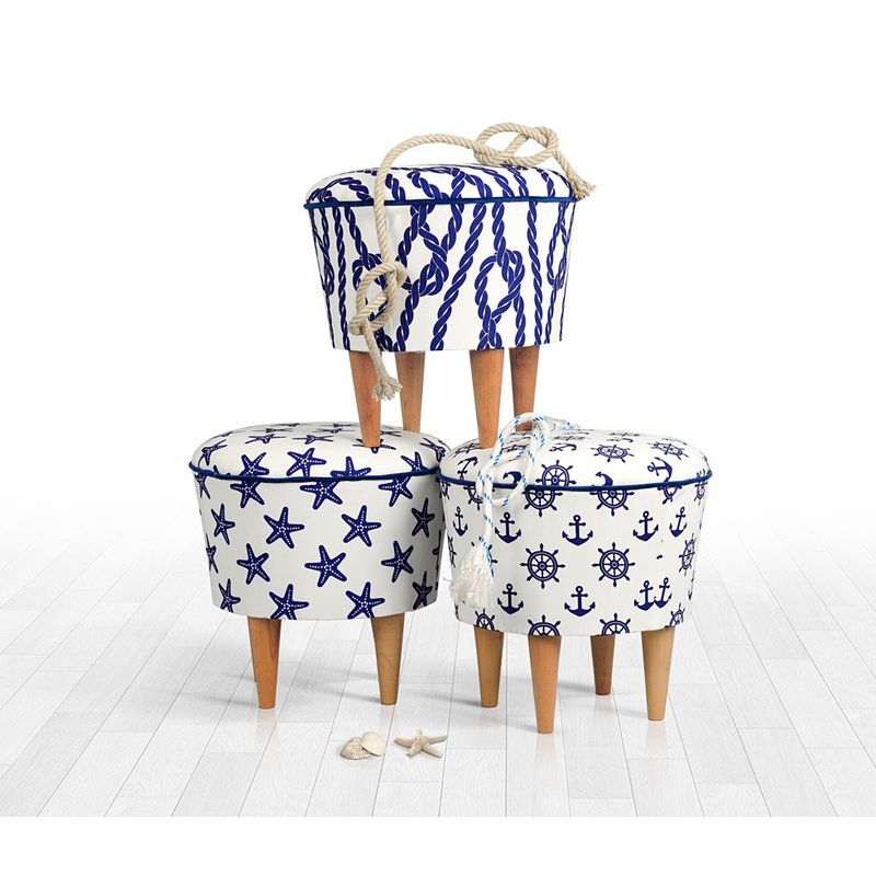 Casa si Gradina - Mobilier - Scaune si fotolii - Tabureti - Taburet, Atelier Del Sofa, microfibra, albastru alb, 42x42x42 cm - Infinity.ro