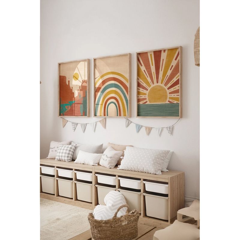 Casa si Gradina - Decoratiuni - Tablouri - Set tablouri decorative inramate, Wallxpert, lemn masiv, multicolor, 33x48 cm (3 bucati), 786DKT1357 - Infinity.ro