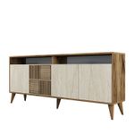 Casa si Gradina - Mobilier - Comode si corpuri - Console - Consola, Hanah Home, panou de particule melaminat, nuc si travertin, 180x35x78 cm, 845HCT5606 - Infinity.ro