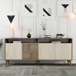 Casa si Gradina - Mobilier - Comode si corpuri - Console - Consola, Hanah Home, panou de particule melaminat, nuc si travertin, 180x35x78 cm, 845HCT5606 - Infinity.ro