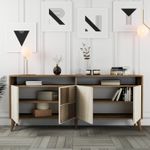 Casa si Gradina - Mobilier - Comode si corpuri - Console - Consola, Hanah Home, panou de particule melaminat, nuc si travertin, 180x35x78 cm, 845HCT5606 - Infinity.ro