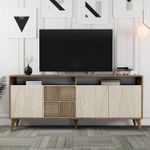 Casa si Gradina - Mobilier - Comode si corpuri - Console - Consola, Hanah Home, panou de particule melaminat, nuc si travertin, 180x35x78 cm, 845HCT5606 - Infinity.ro