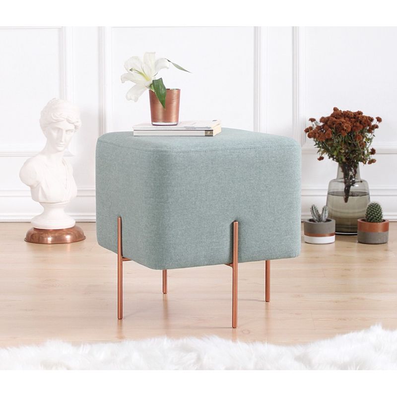 Casa si Gradina - Mobilier - Scaune si fotolii - Tabureti - Taburet, Atelier Del Sofa, bumbac si in, verde marin, 40x40x42 cm - Infinity.ro
