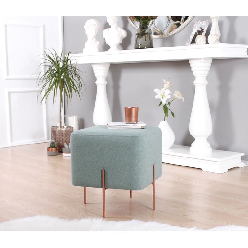 Casa si Gradina - Mobilier - Scaune si fotolii - Tabureti - Taburet, Atelier Del Sofa, bumbac si in, verde marin, 40x40x42 cm - Infinity.ro
