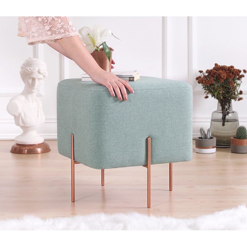 Casa si Gradina - Mobilier - Scaune si fotolii - Tabureti - Taburet, Atelier Del Sofa, bumbac si in, verde marin, 40x40x42 cm - Infinity.ro