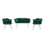 Casa si Gradina - Mobilier - Seturi de mobilier - Seturi living - Set canapele living, Hanah Home, catifea, verde, cadru metalic, 2+1+1 locuri - Infinity.ro