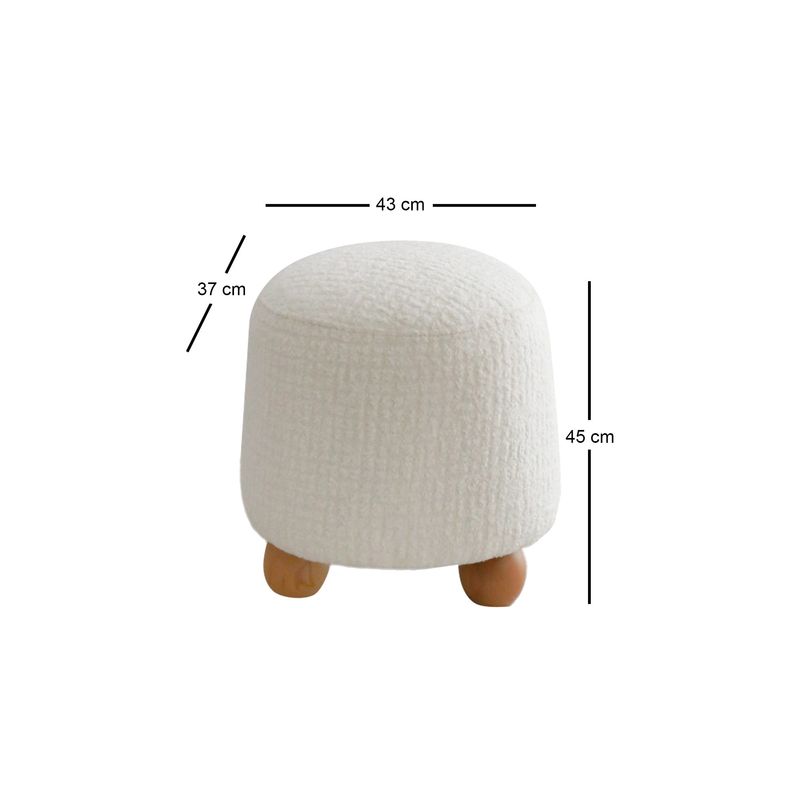 Casa si Gradina - Mobilier - Scaune si fotolii - Tabureti - Taburet, Atelier Del Sofa, teddy, alb, 37x43x45 cm - Infinity.ro
