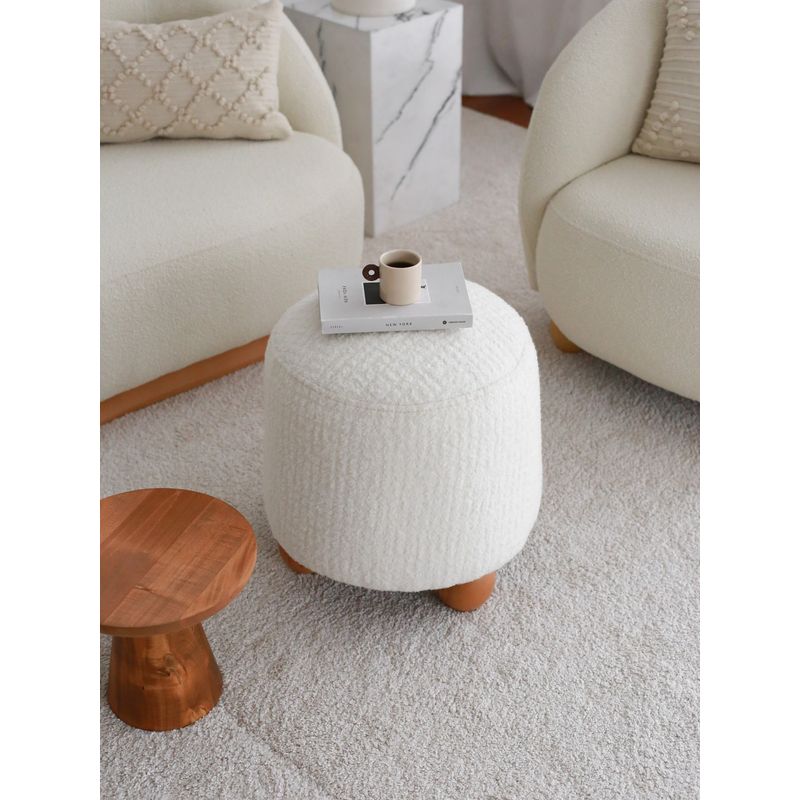 Casa si Gradina - Mobilier - Scaune si fotolii - Tabureti - Taburet, Atelier Del Sofa, teddy, alb, 37x43x45 cm - Infinity.ro