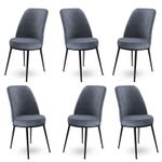 Casa si Gradina - Mobilier - Scaune si fotolii - Scaune - Set scaune, Hanah Home, metal, fume si negru, 45x42x89 cm, 6 bucati - Infinity.ro
