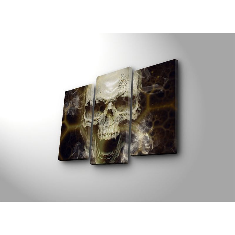 Casa si Gradina - Decoratiuni - Tablouri - Tablou canvas decorativ cu led, Wallxpert, multicolor, panza piele de caprioara, 66x45 cm, 3 piese, 254LED4271 - Infinity.ro