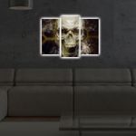 Casa si Gradina - Decoratiuni - Tablouri - Tablou canvas decorativ cu led, Wallxpert, multicolor, panza piele de caprioara, 66x45 cm, 3 piese, 254LED4271 - Infinity.ro