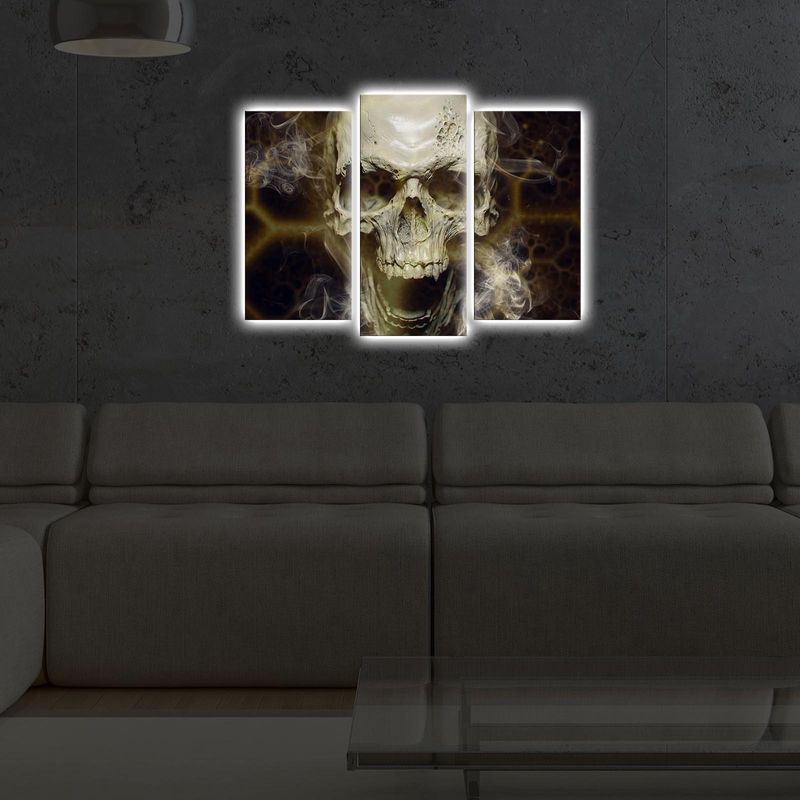 Casa si Gradina - Decoratiuni - Tablouri - Tablou canvas decorativ cu led, Wallxpert, multicolor, panza piele de caprioara, 66x45 cm, 3 piese, 254LED4271 - Infinity.ro