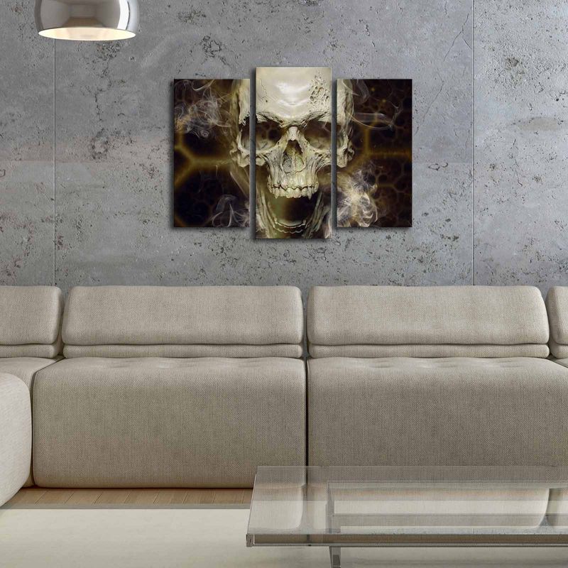 Casa si Gradina - Decoratiuni - Tablouri - Tablou canvas decorativ cu led, Wallxpert, multicolor, panza piele de caprioara, 66x45 cm, 3 piese, 254LED4271 - Infinity.ro
