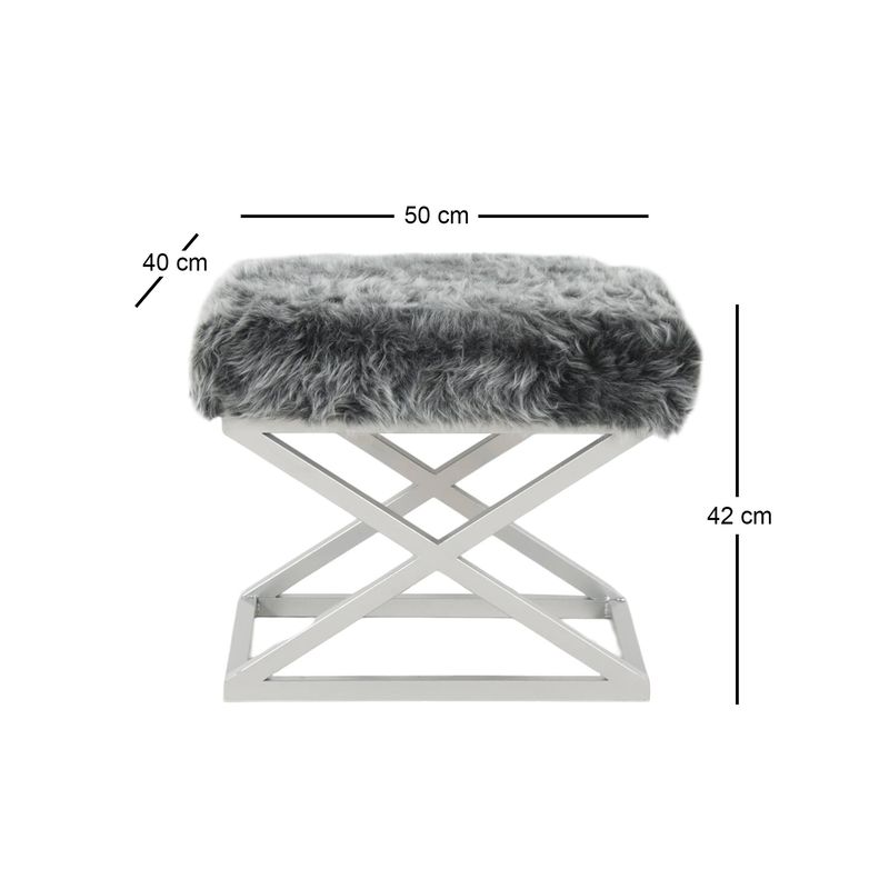Casa si Gradina - Mobilier - Scaune si fotolii - Tabureti - Taburet, Atelier Del Sofa, metal, poliester, argintiu si gri, 42x50x40 cm - Infinity.ro