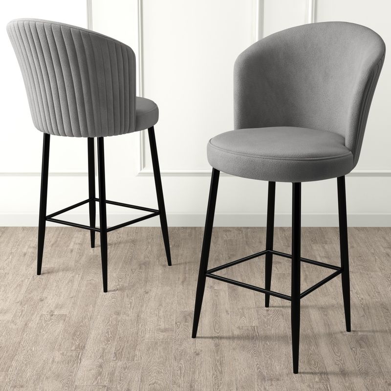 Casa si Gradina - Mobilier - Scaune si fotolii - Scaune - Set scaune de bar, Hanah Home, metal, gri, negru, 46x40x102 cm, 6 bucati - Infinity.ro